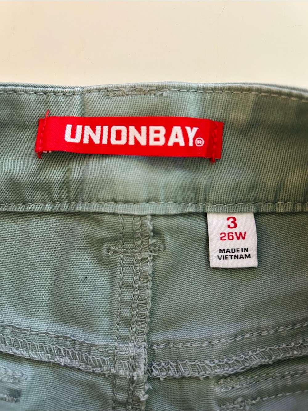 Unionbay Sage Green Shorts Size 3 Mid Rise Utility Casual Summer - Picture 4 of 7